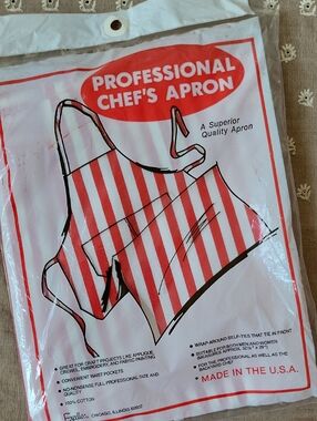 Professional Chef's Apron Red And White Stripe